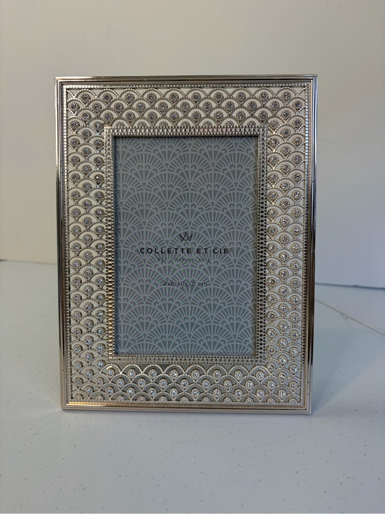 Other - Colette Et Cie Silver Tone Rhinestone Picture Frame 4x6 Art Deco Glam Home Decor